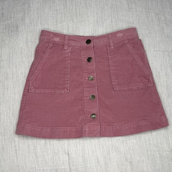 J. Crew Pink Patch Pocket Corduroy Button Down Mini Skirt Girls Size 8 Crew Cuts - Picture 1 of 13